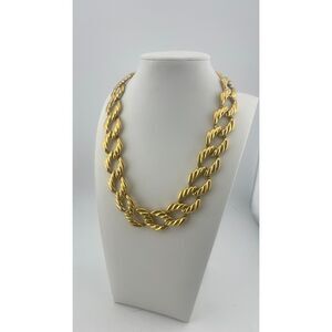 Napier Chunky Vintage Textured Gold Tone Link Necklace